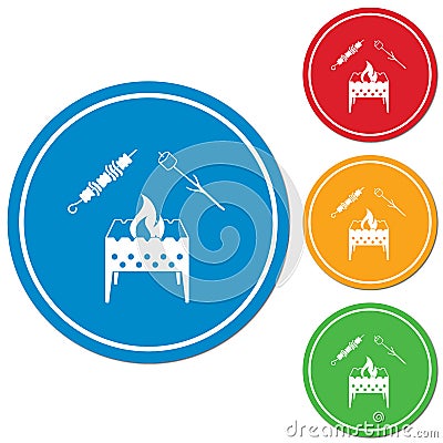 Brazier, zephyr and kebab icon Vector Illustration