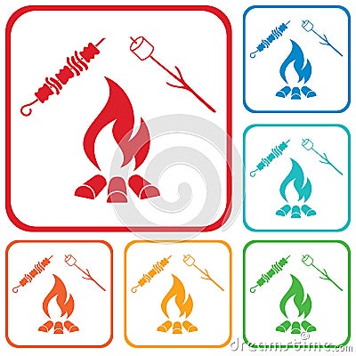 Brazier, zephyr and kebab icon Vector Illustration