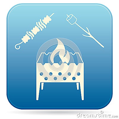 Brazier, zephyr and kebab icon Vector Illustration