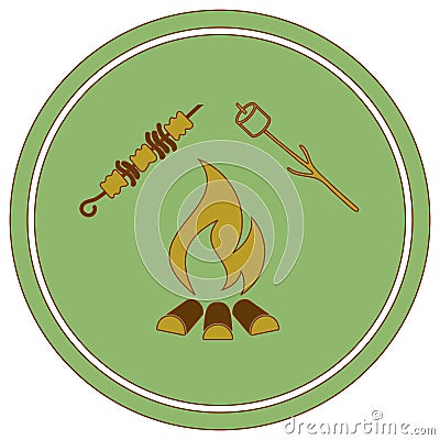 Brazier, zephyr and kebab icon Vector Illustration