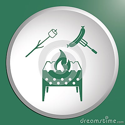 Brazier, zephyr and sausage icon Vector Illustration