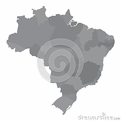 Brazil administrative map Vector Illustration