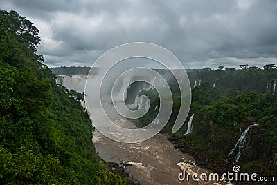 Brazil, America, Iguazu falls. World-famous and popular among tourists waterfall. Seventh wonder of the world Stock Photo