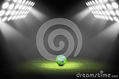 Brazil ball on the soccer field Stock Photo