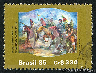 Farrouphilha Insurrection printed by Brazil Editorial Stock Photo