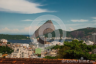 Brazil, City of Rio de Janeiro, Santa Teresa Neighbourhood, View over Catete and Flamengo towards Sugarloaf Mountain from Parque Stock Photo