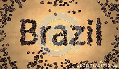 Brazil Coffee Bean on Old Paper Stock Photo