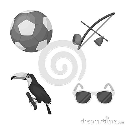 Brazil, country, ball, football . Brazil country set collection icons in monochrome style vector symbol stock Vector Illustration