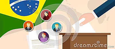 Brazil democracy political process selecting president or parliament member with election and referendum freedom to vote Vector Illustration