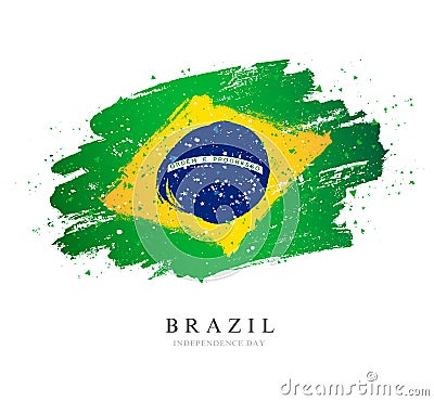 Brazil flag. Vector illustration. Brush strokes. Independence Day Vector Illustration