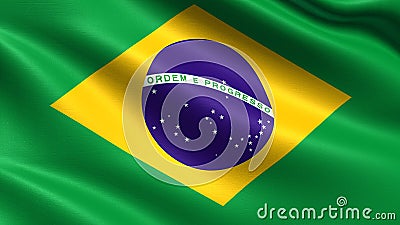 Brazil flag, with waving fabric texture Stock Photo
