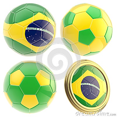 Brazil football team attributes isolated Stock Photo