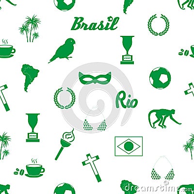 Brazil icons and symbols seamless pattern Vector Illustration