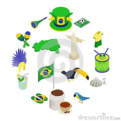 Brazil isometric 3d icons Vector Illustration