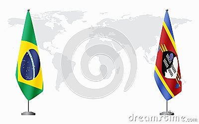 Brazil and Kingdom of eSwatini - Swaziland flags for offi Vector Illustration