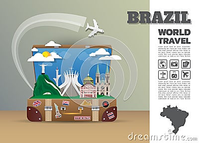 Brazil Landmark Global Travel And Journey Infographic luggage. Vector Illustration