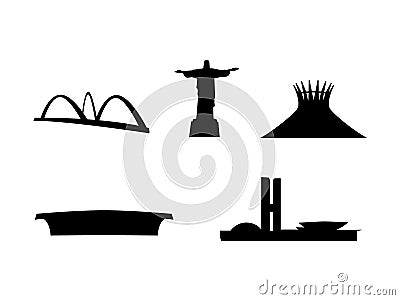 Brazil main landmarks vector Vector Illustration