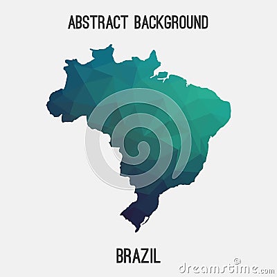Brazil map in geometric polygonal,mosaic style. Cartoon Illustration