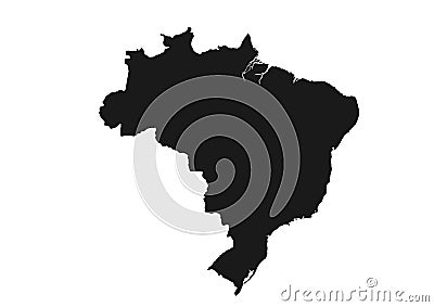 Brazil map icon black silhouette image of South America country Vector Illustration