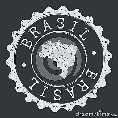 Brazil Map Seal. Silhouette Postal Passport Stamp. Round Vector Icon Postmark. Stock Photo