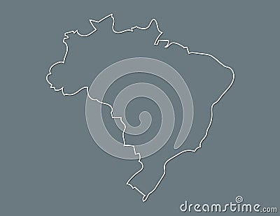 Brazil map with single white line border Vector Illustration