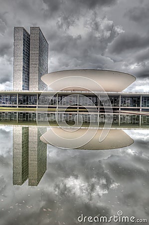 Brazil National Congress In Brasilia Vertical Editorial Stock Photo