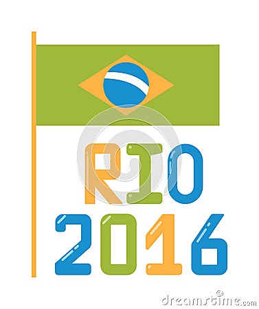 Brazil olympic flag flat vector illustration. Vector Illustration