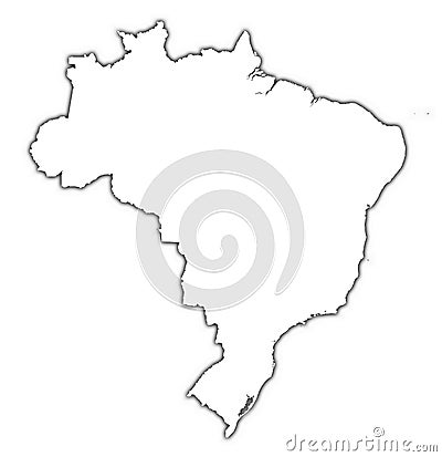 Brazil outline map with shadow Stock Photo