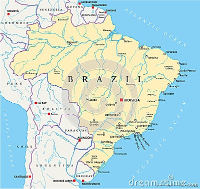 Brazil Political Map Vector Illustration
