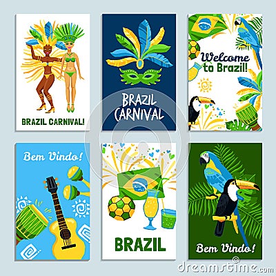 Brazil Poster Set Vector Illustration