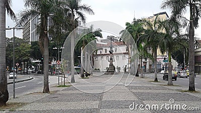 Brazil - Rio de Janeiro - Downtown - Lampadario da Lapa - City - Square - trees avenue cars Editorial Stock Photo