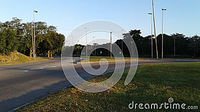 Brazil Rio de Janeiro Fundao Island Two Ways Trees Road Avenue Stock Photo