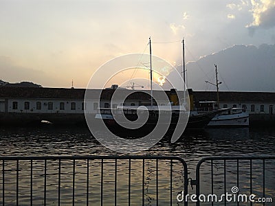 Brazil - Rio de Janeiro - Praca Pio X - Boat - Sea Stock Photo