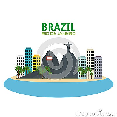 Brazil rio de janeiro touristics places design Vector Illustration