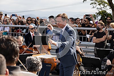 Brass Band Brazil Santa Catarina FlorianÃ³polis 13.05.2022 at Hercilio Luz Bridge Editorial Stock Photo