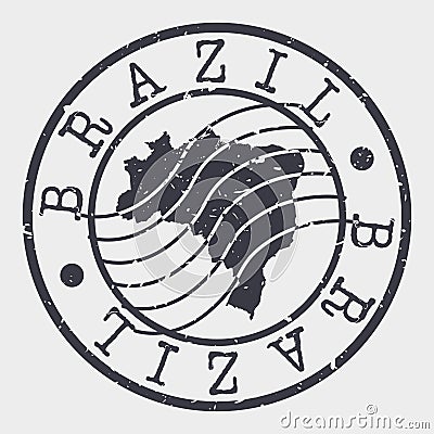 Brazil Stamp Postal. Map Silhouette Seal. Passport Round Design. Vector Icon. Design Retro Travel. Vector Illustration