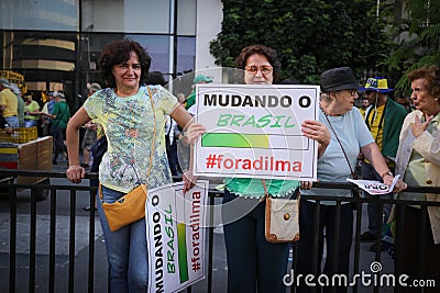 Brazil street protest April 12 2015 SÃ£o Paulo Editorial Stock Photo