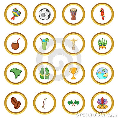 Brazil travel icons circle Vector Illustration