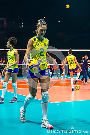 Brazil v. Netherlands - De Oliveira Saad Gattaz Caroline, Brazilian player at Women`s volleyball championship 2022 Editorial Stock Photo