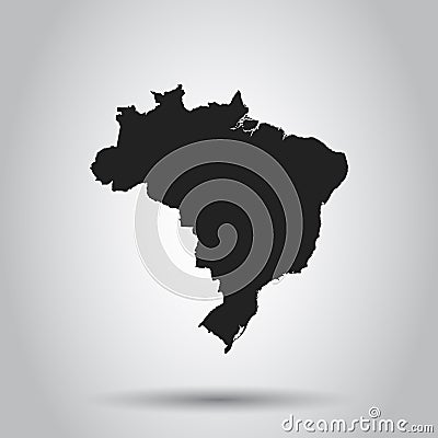 Brazil vector map. Black icon on white background. Vector Illustration