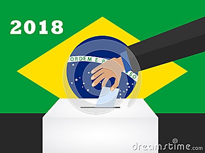 Brazil voting concept. National flag and ballot box. Vector Illustration