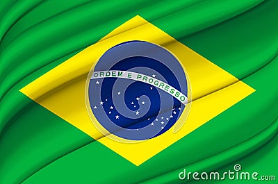 Brazil waving flag illustration. Cartoon Illustration
