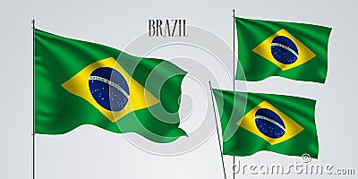 Brazil waving flag set of vector illustration Vector Illustration