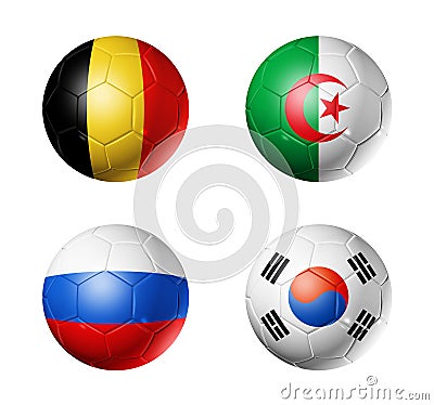 Brazil world cup 2014 group H flags on soccer ball Stock Photo