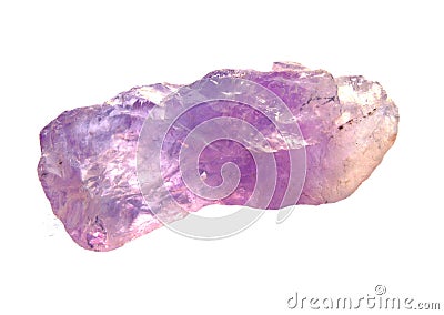 Brazilian amethyst Gemstone. Rough processing. White and purple Stock Photo