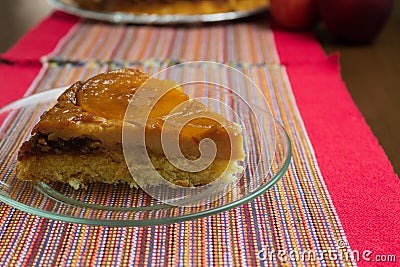 Brazilian apple pie, sweet very famous in Brazil on the wood table kitchen Stock Photo