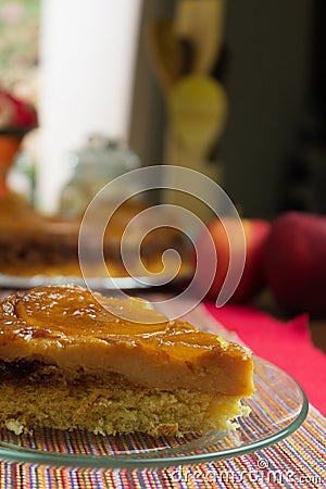 Brazilian apple pie, sweet very famous in Brazil on the wood table kitchen Stock Photo