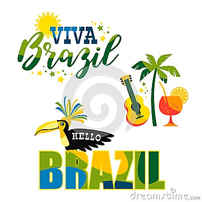 Brazilian Carnival. Big set of vector emblems Vector Illustration