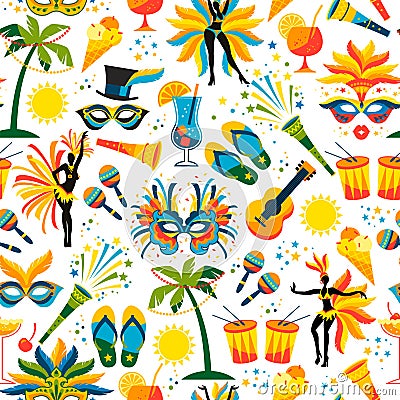 Brazilian Carnival. Vector seamless pattern. Vector Illustration