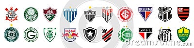 Brazilian championship A Series. Corinthians Paulista, Palmeiras, Fluminense, Avai, Athletico Mineiro, Goianiense, Internacional, Vector Illustration